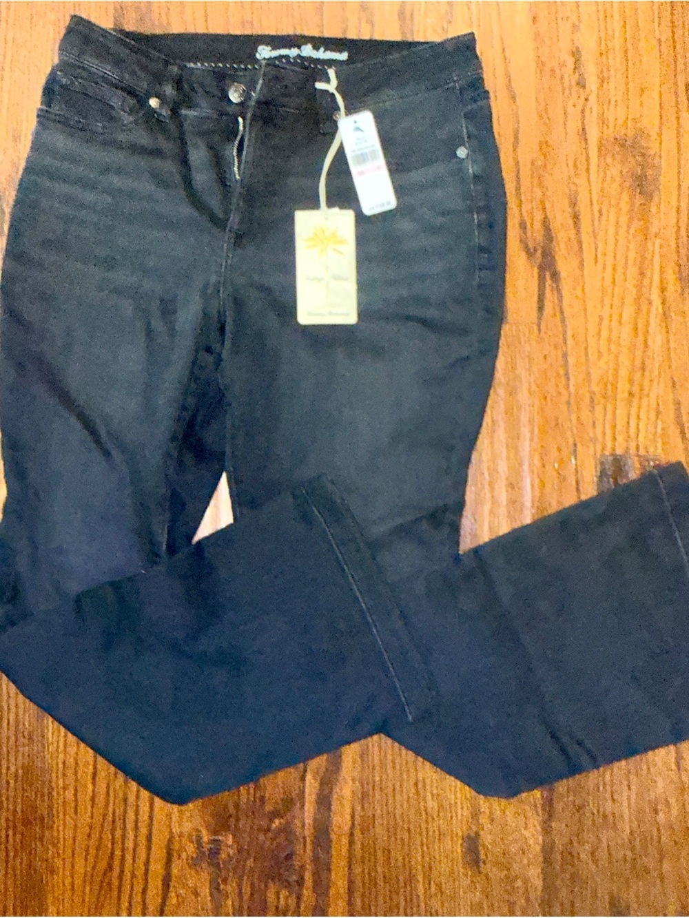 Tommy Bahama Indigo Palms Mid Rise Flare Jeans in Black